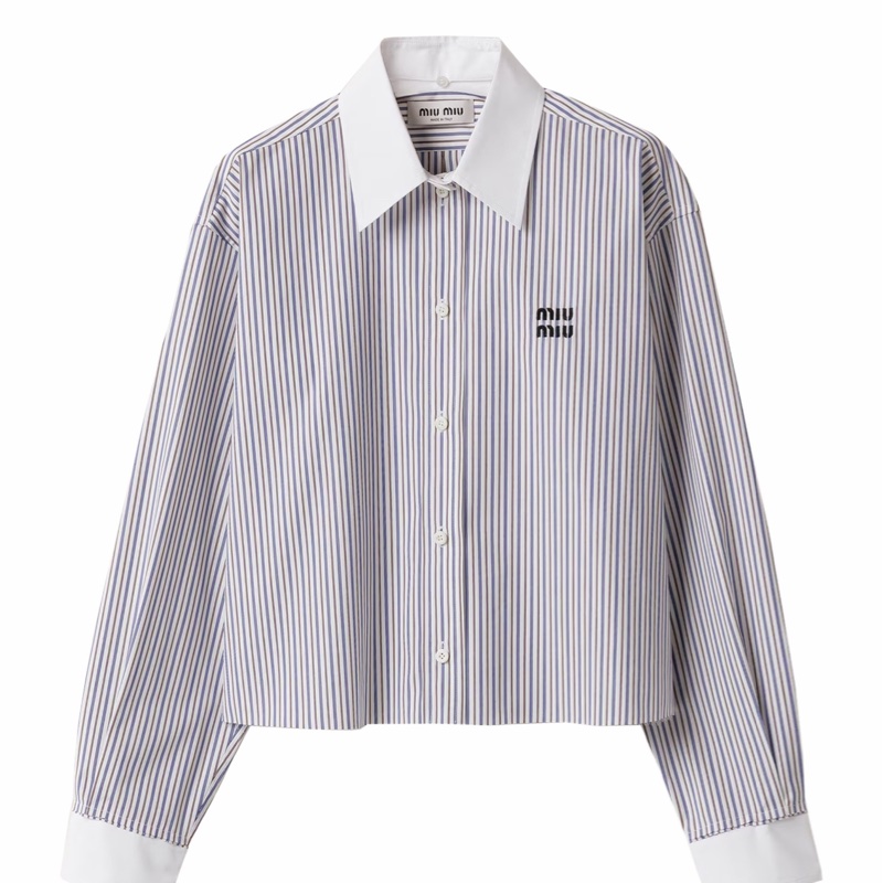 Miu Miu 女士 條紋府綢襯衫IT-38 IT-40 IT-42碼-0