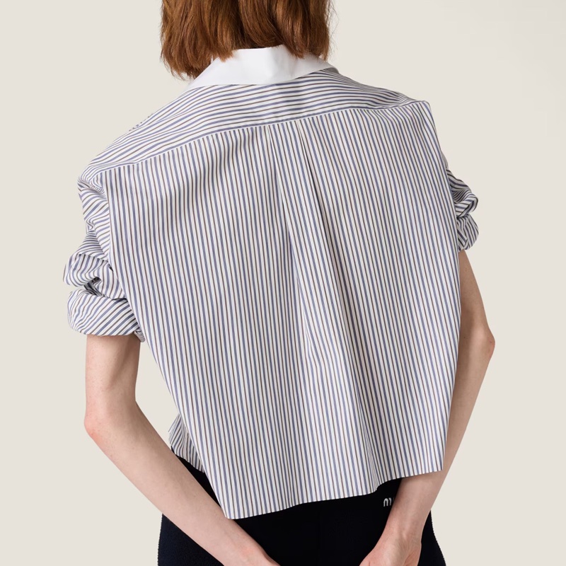 Miu Miu 女士 條紋府綢襯衫IT-38 IT-40 IT-42碼-2