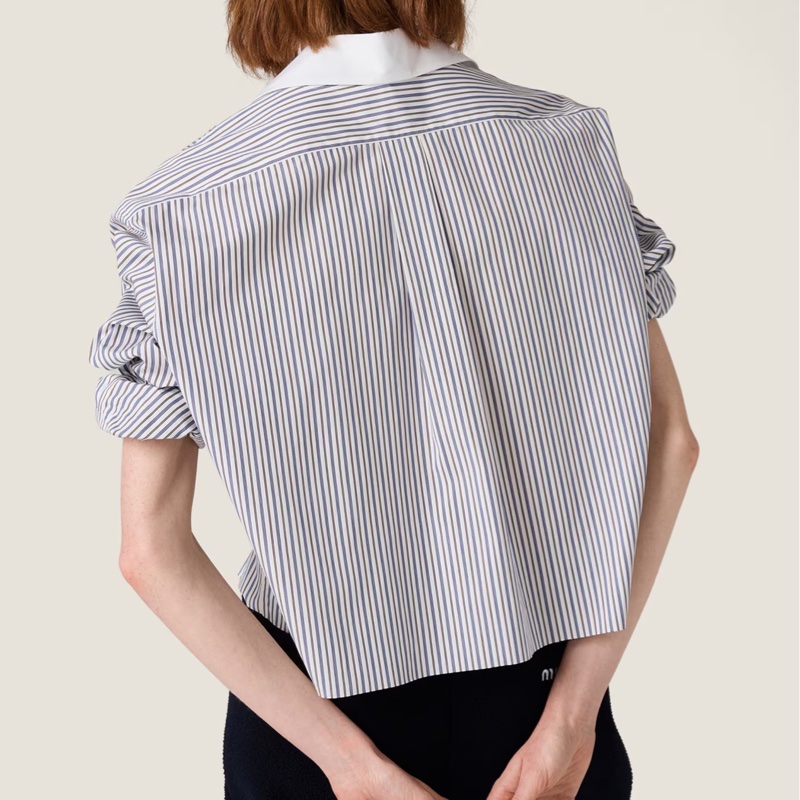Miu Miu 女士 條紋府綢襯衫IT-38 IT-40 IT-42碼-4