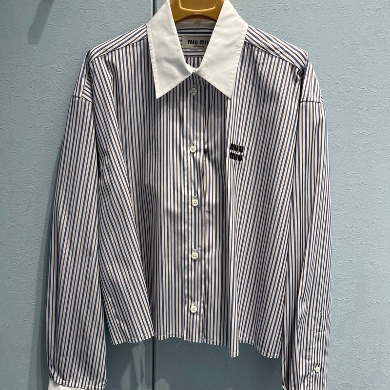 Miu Miu 女士 條紋府綢襯衫IT-38 IT-40 IT-42碼-5