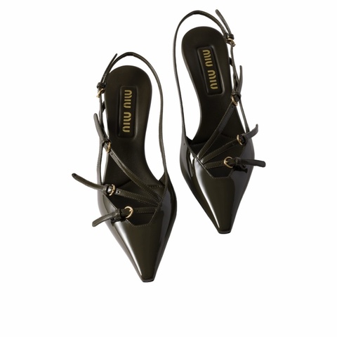 Miu Miu 女士 帶扣漆皮露跟高跟涼鞋38 39 40 41碼跟高: 5.5cm