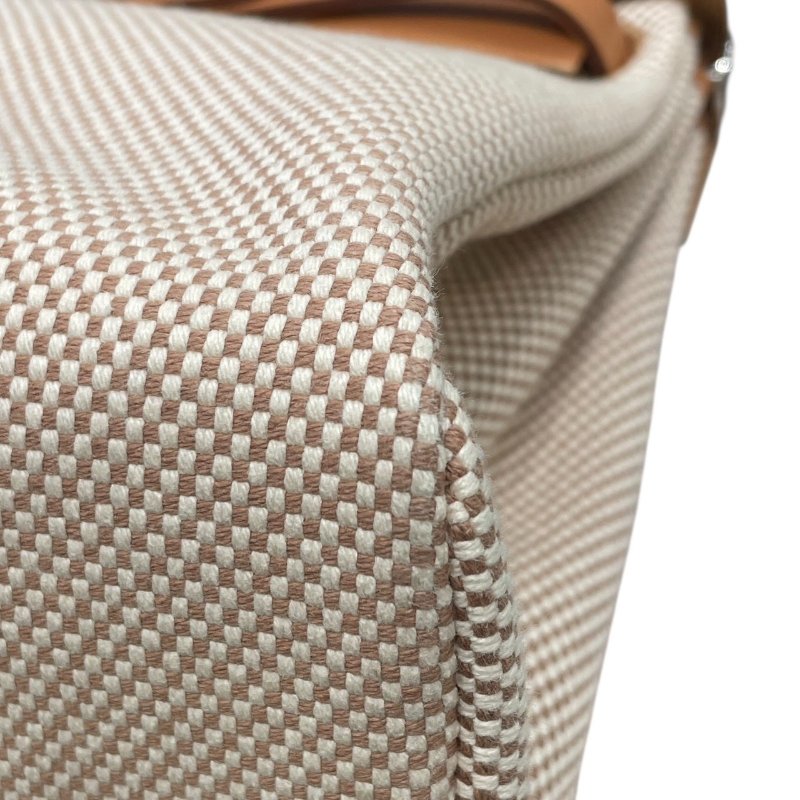 HERMES 愛馬仕 HERBAG 30 側背包 帆布×皮革 棕色 銀釦-6