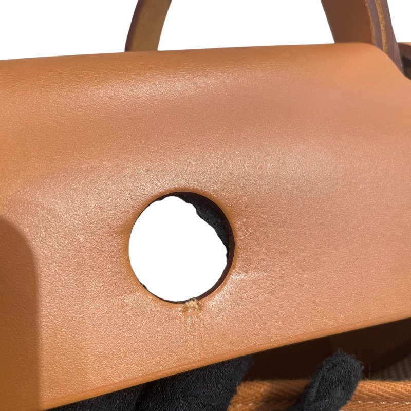 HERMES 愛馬仕 HERBAG 30 側背包 帆布×皮革 棕色 銀釦-11