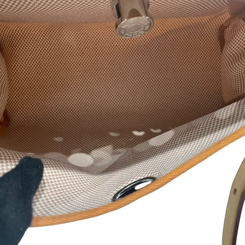 HERMES 愛馬仕 HERBAG 30 側背包 帆布×皮革 棕色 銀釦-12