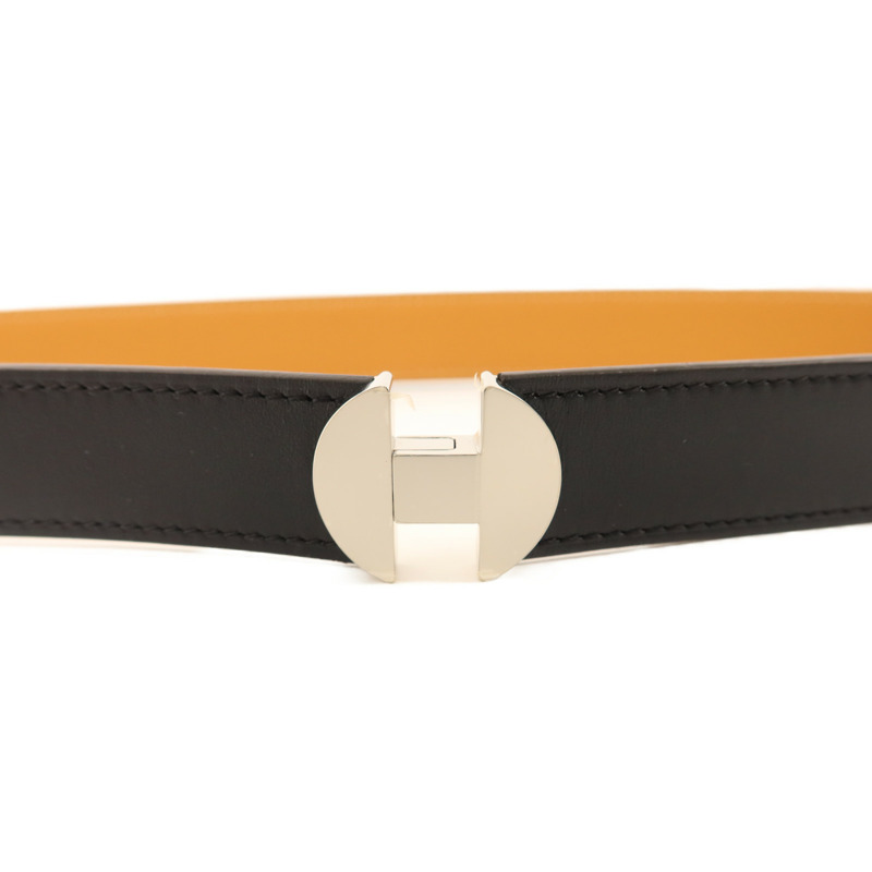 HERMES Chamonix皮革2002-24MM Belt銀扣皮帶Noir-3