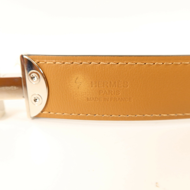 HERMES Chamonix皮革2002-24MM Belt銀扣皮帶Noir-4