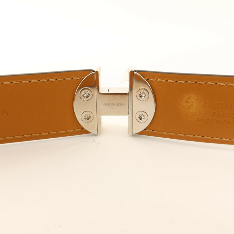 HERMES Chamonix皮革2002-24MM Belt銀扣皮帶Noir-6