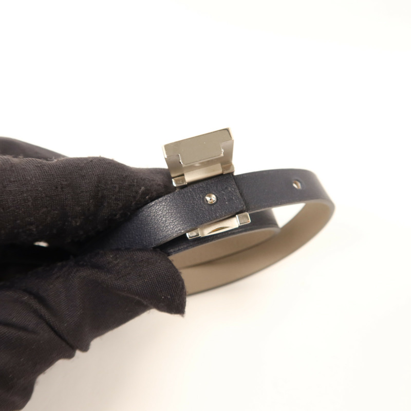 HERMES Swift皮革A To Z金扣手鏈Bleu Indigo-4