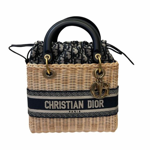 DIOR藤編三格黛妃兩用包