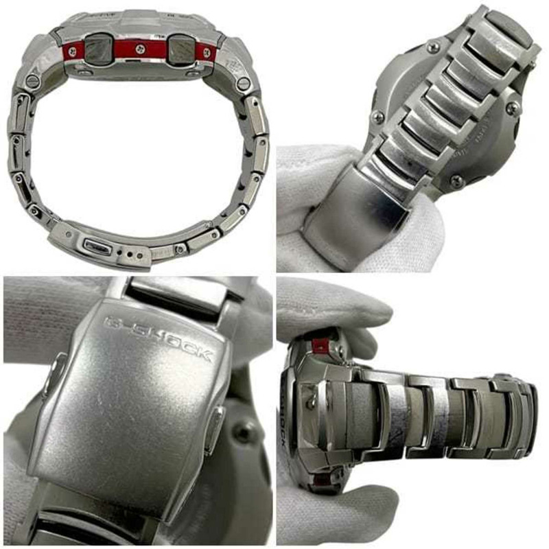 卡西歐 G 系列手錶 f-24971 銀/紫色 G-Shock GW-1210J 男士不鏽鋼石英錶 CASIO 數位/類比 ec-24971-3