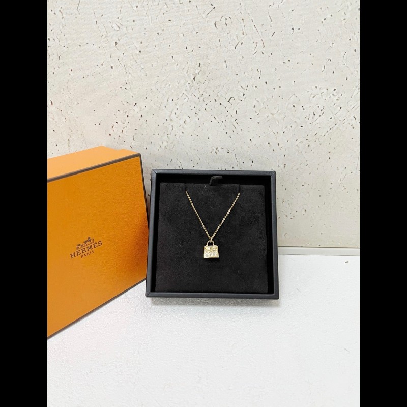 Hermes Kelly necklace 
玫瑰金满鑽-4