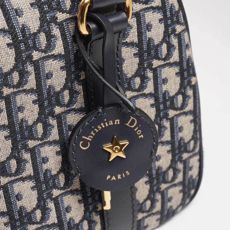 DIOR Groove 20 經典刺繡緹花布二用波士頓包(藍色)-6