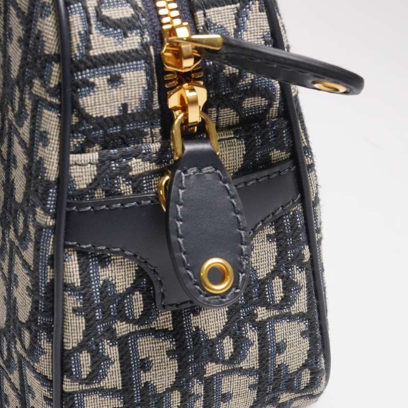 DIOR Groove 20 經典刺繡緹花布二用波士頓包(藍色)-9