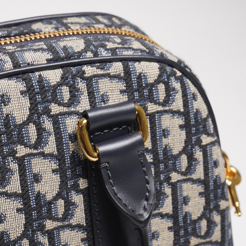 DIOR Groove 20 經典刺繡緹花布二用波士頓包(藍色)-10