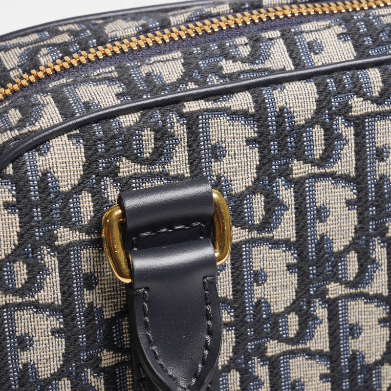 DIOR Groove 20 經典刺繡緹花布二用波士頓包(藍色)-11