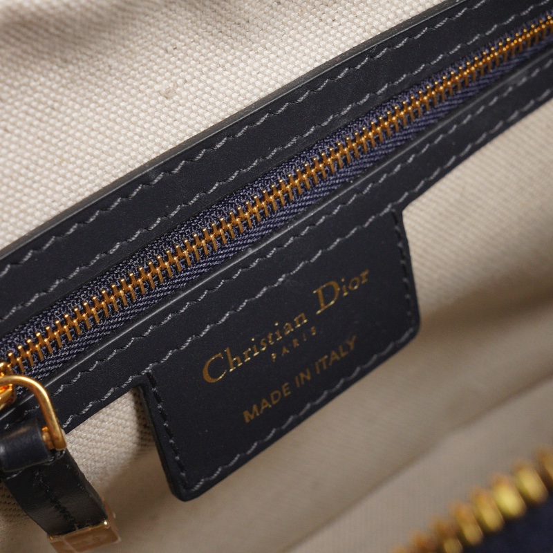 DIOR Groove 20 經典刺繡緹花布二用波士頓包(藍色)-13