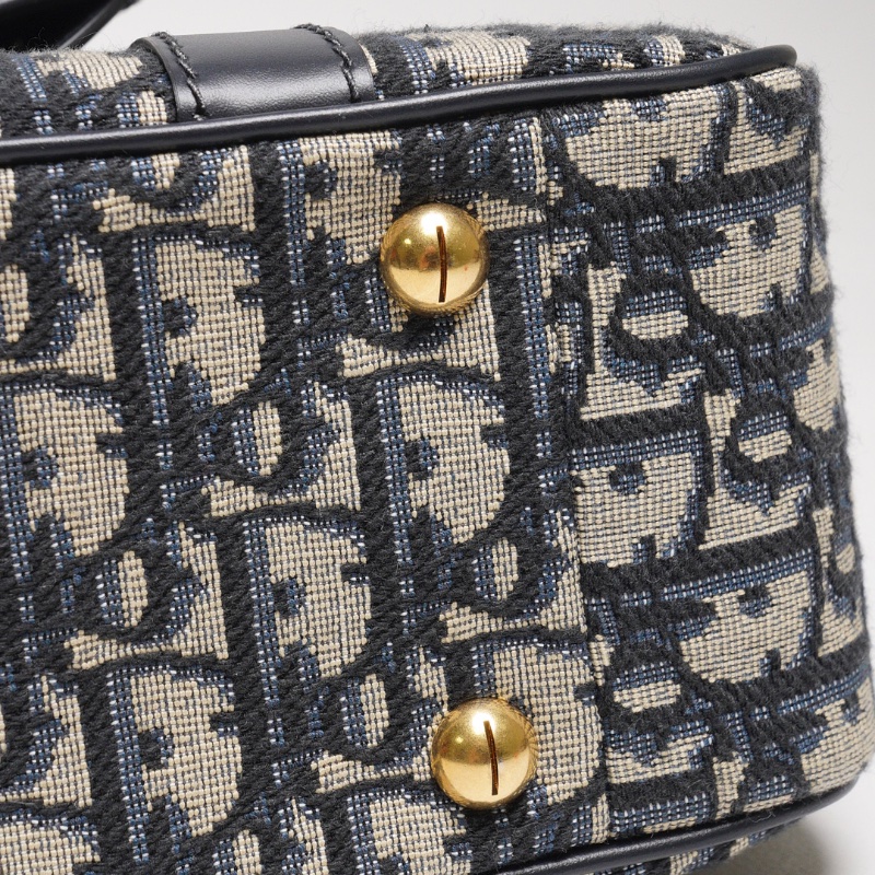 DIOR Groove 20 經典刺繡緹花布二用波士頓包(藍色)-15