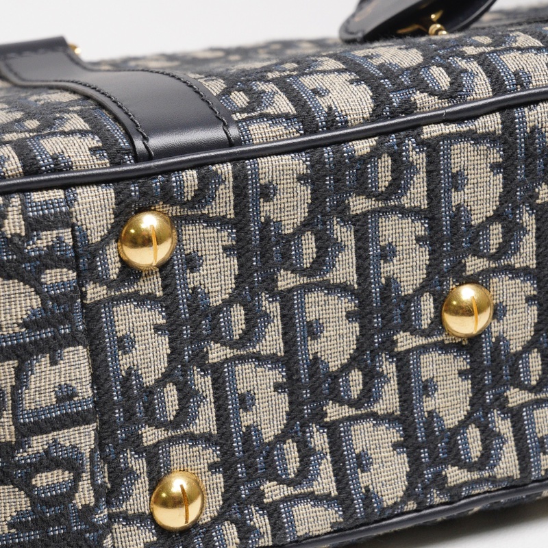 DIOR Groove 20 經典刺繡緹花布二用波士頓包(藍色)-16