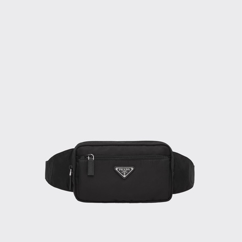 PRADA黑色尼龍布Saffiano拉鍊胸口腰包2VL977