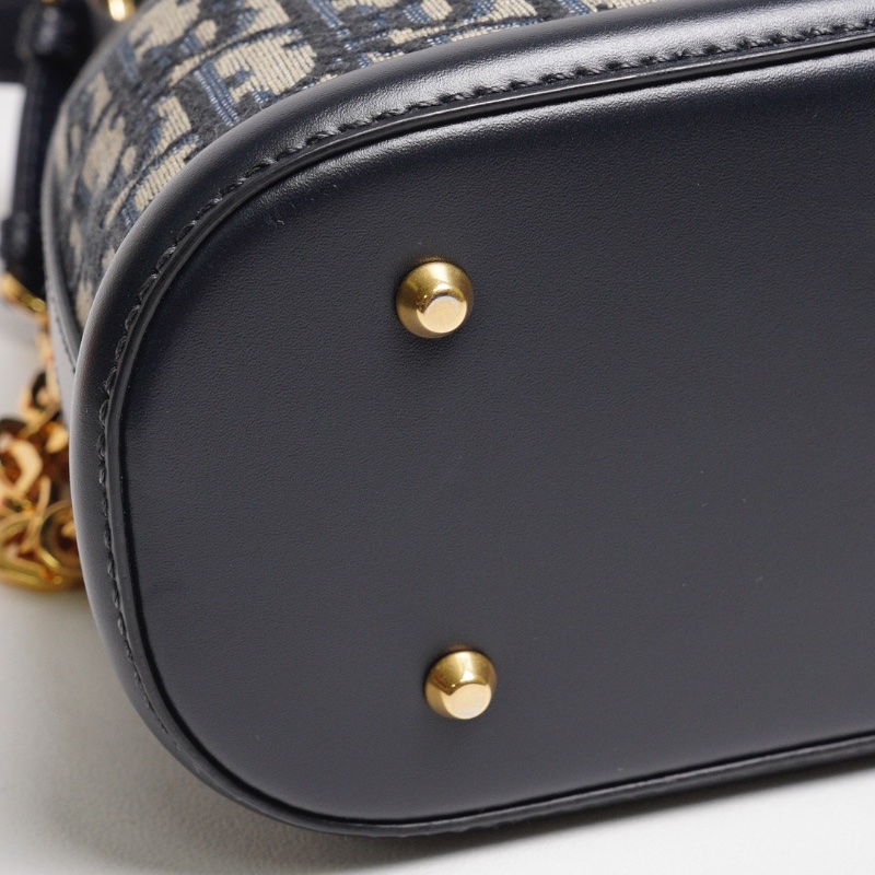 DIOR 藍色緹花布CEST DIOR 金釦二用水桶包-12