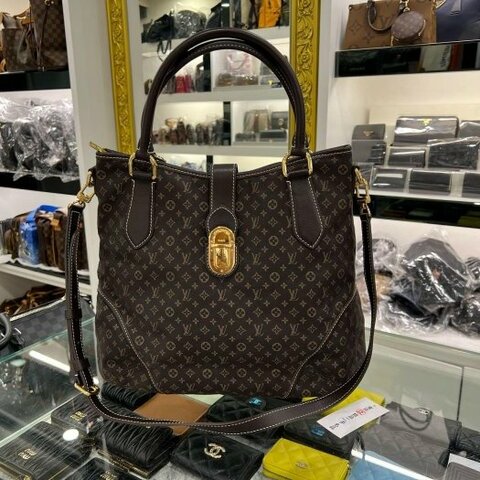 東區正精品㊣LV M56696 Elegie Monogram 咖啡色單寧布金釦兩用包手提包斜背包 RZ6250