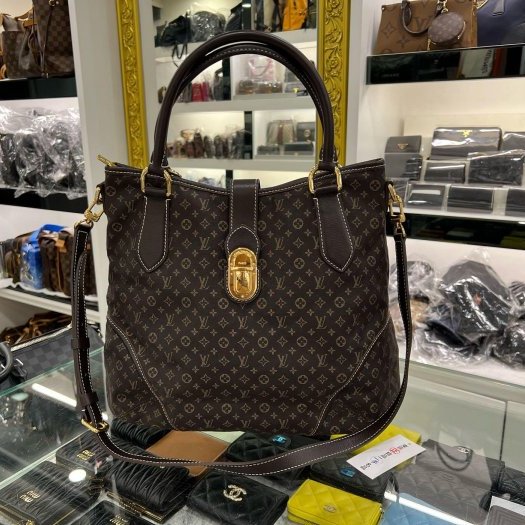 東區正精品㊣LV M56696 Elegie Monogram 咖啡色單寧布金釦兩用包手提包斜背包 RZ6250-0
