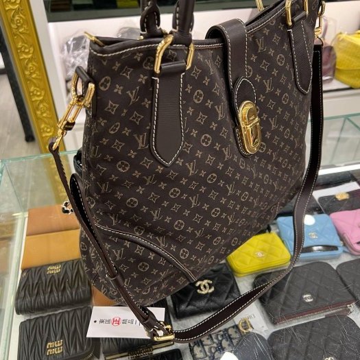 東區正精品㊣LV M56696 Elegie Monogram 咖啡色單寧布金釦兩用包手提包斜背包 RZ6250-1