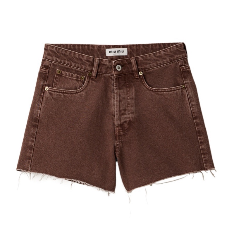 Miu Miu 女士 闊腿牛仔短褲24 25 26碼-0