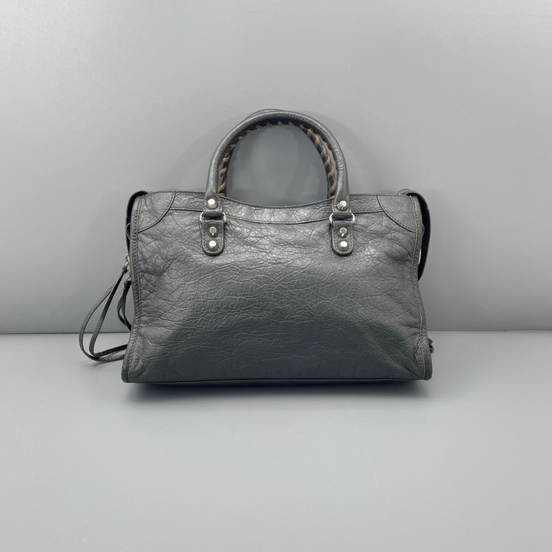 Balenciaga 巴黎世家機車包中號岩石灰刺繡肩帶 約30*18*10cm-1