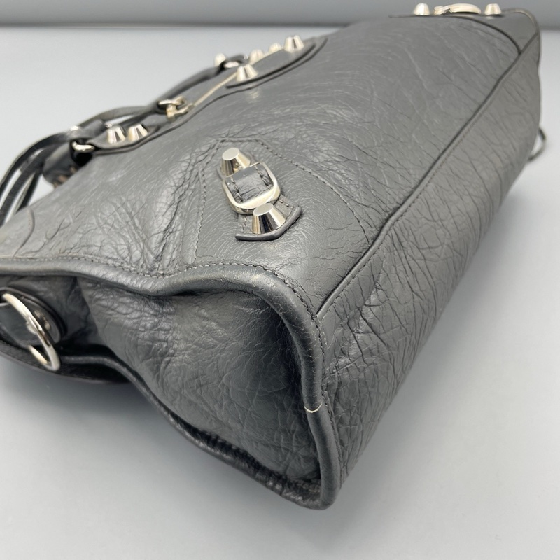 Balenciaga 巴黎世家機車包中號岩石灰刺繡肩帶 約30*18*10cm-6