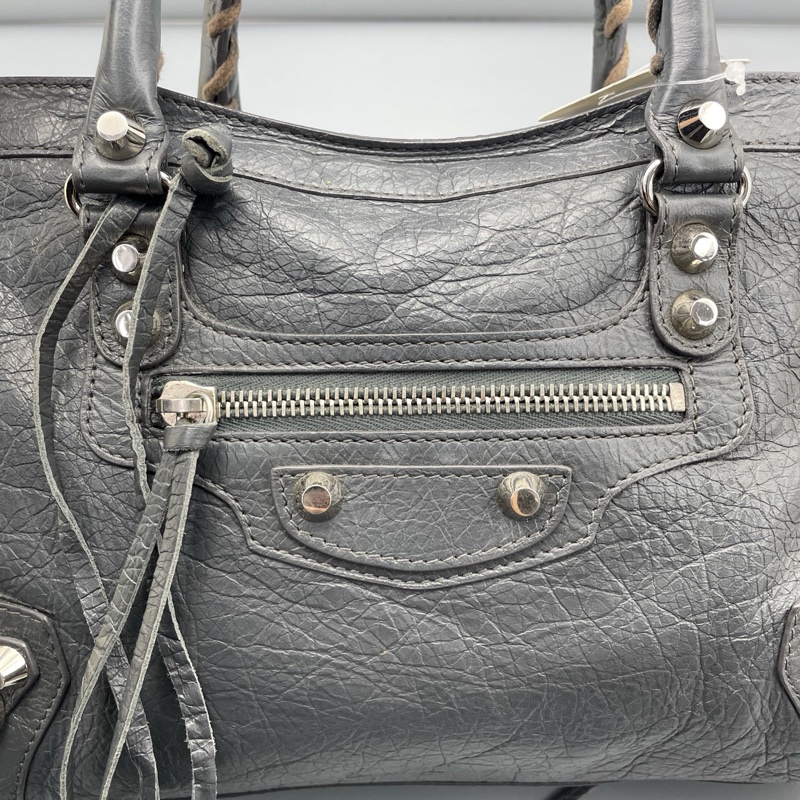 Balenciaga 巴黎世家機車包中號岩石灰刺繡肩帶 約30*18*10cm-18