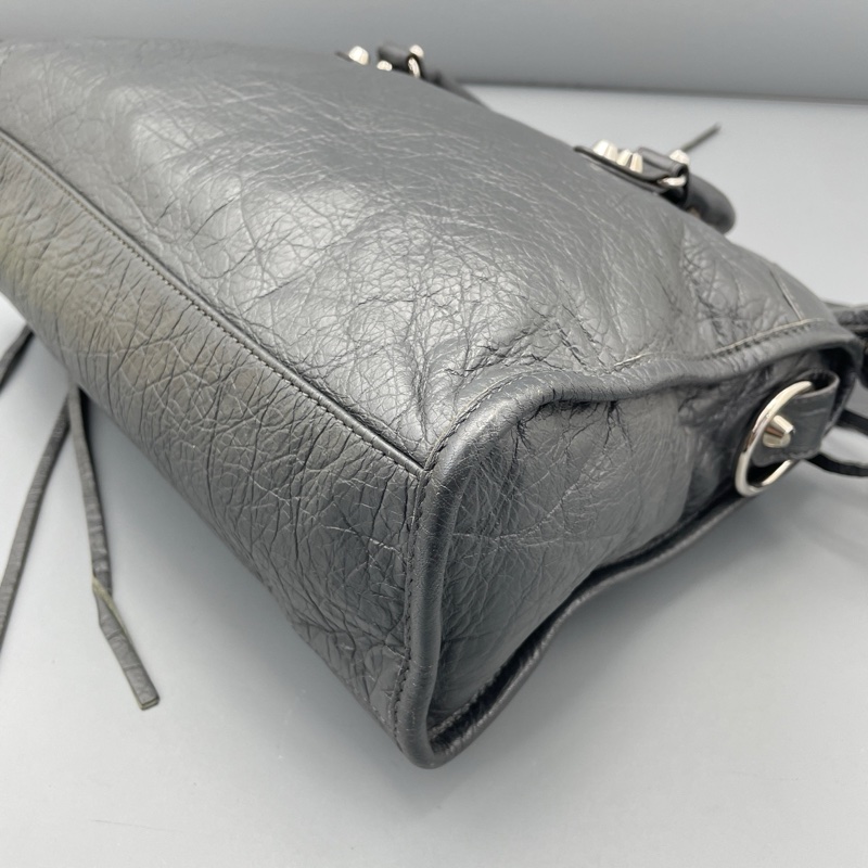 Balenciaga 巴黎世家機車包中號岩石灰刺繡肩帶 約30*18*10cm-20