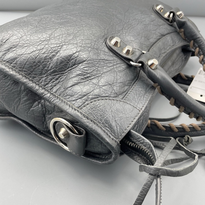 Balenciaga 巴黎世家機車包中號岩石灰刺繡肩帶 約30*18*10cm-21