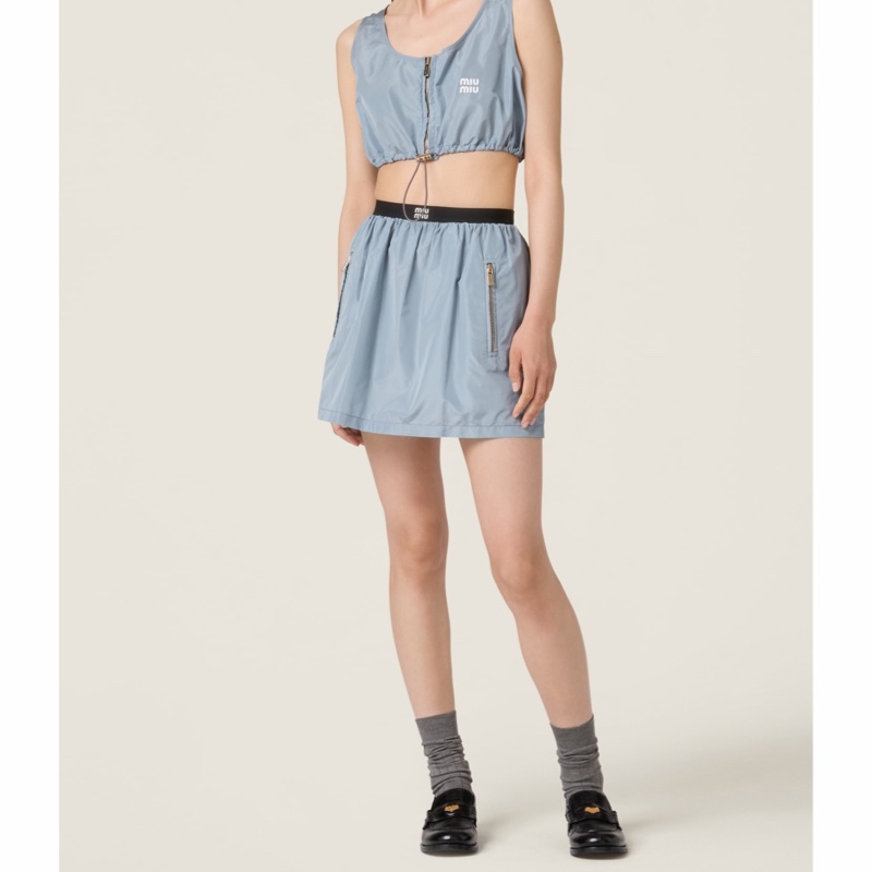 Miu Miu 女士 徽標腰邊迷你半身裙IT-36-2