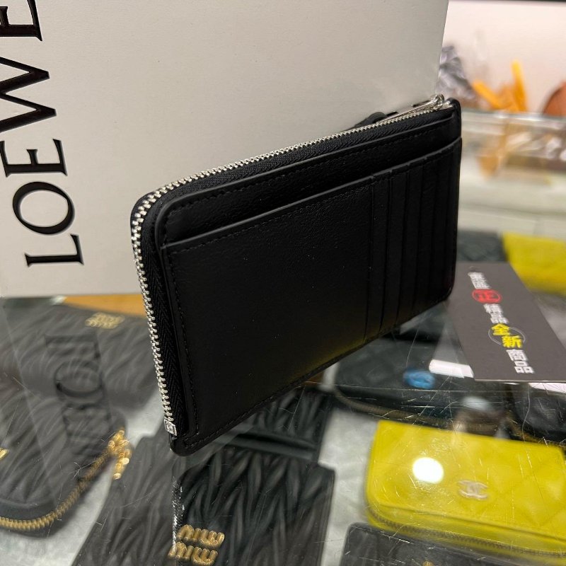 東區正精品㊣LOEWE PUZZLE C510G17X05 全新黑色全皮拼接拉鍊卡片零錢包短夾 RZ6253-2