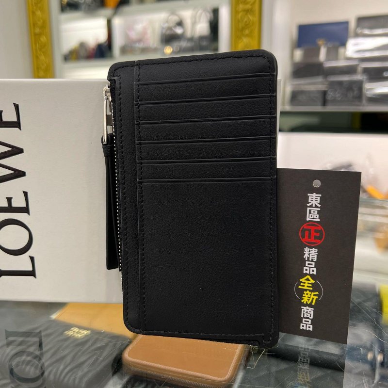 東區正精品㊣LOEWE PUZZLE C510G17X05 全新黑色全皮拼接拉鍊卡片零錢包短夾 RZ6253-4