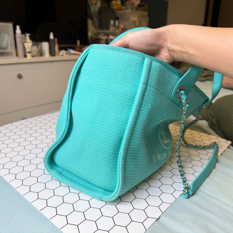 Chanel 小型購物包/沙灘包 土耳其藍-3