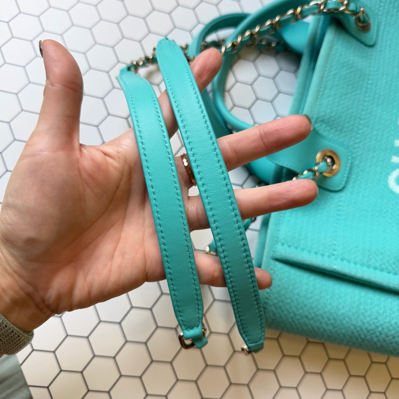 Chanel 小型購物包/沙灘包 土耳其藍-12