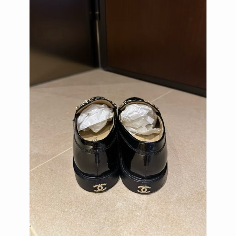 Chanel 23B爆款!小香家最美樂福鞋💗品牌logo字母鏈條透氣真皮樂福鞋、小皮鞋-4