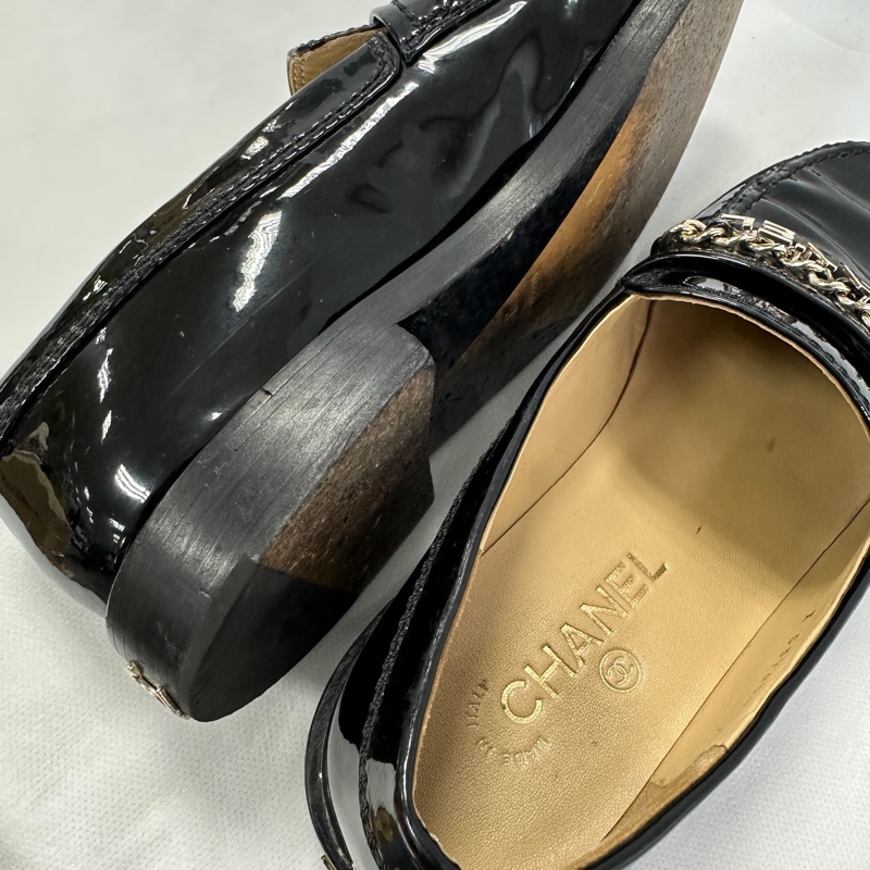 Chanel 23B爆款!小香家最美樂福鞋💗品牌logo字母鏈條透氣真皮樂福鞋、小皮鞋-9