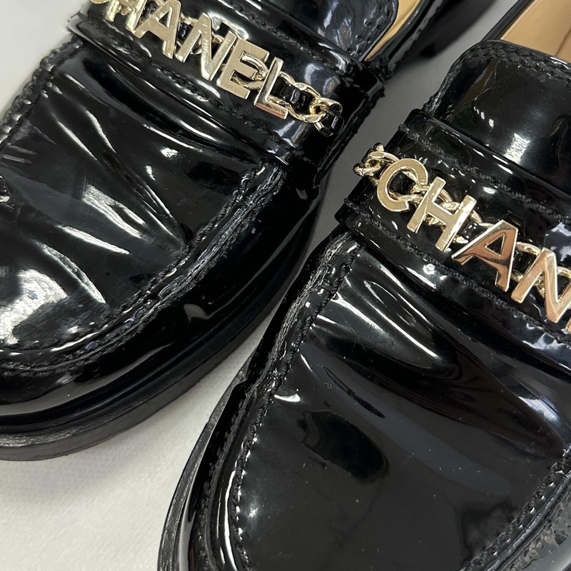 Chanel 23B爆款!小香家最美樂福鞋💗品牌logo字母鏈條透氣真皮樂福鞋、小皮鞋-13
