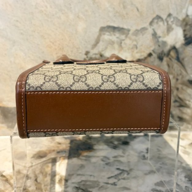 GUCCI 咖牛皮邊帆布INTERLOCKING兩用琴譜包-4