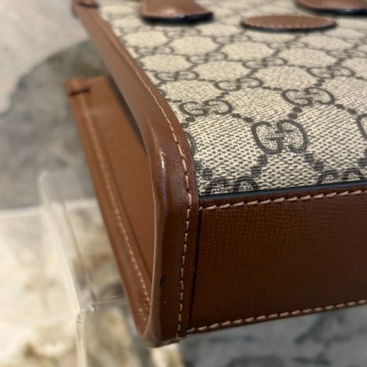 GUCCI 咖牛皮邊帆布INTERLOCKING兩用琴譜包-6