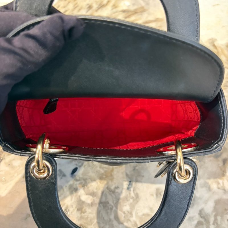 Lady Dior黑色羊皮小號Lady Dior兩用包-7