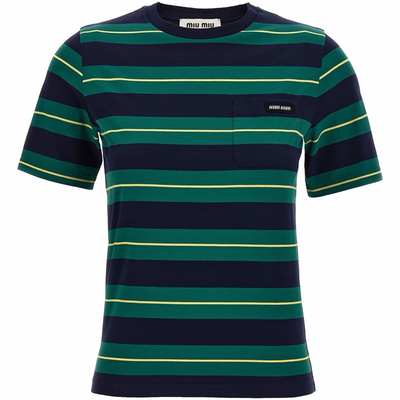 Miu Miu 女士 條紋T恤XS S M L XL碼-0