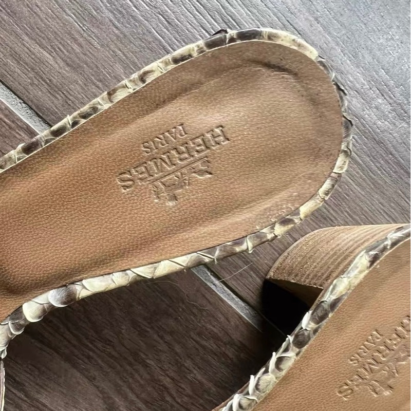 愛馬仕蛇皮拖鞋35.5碼-1