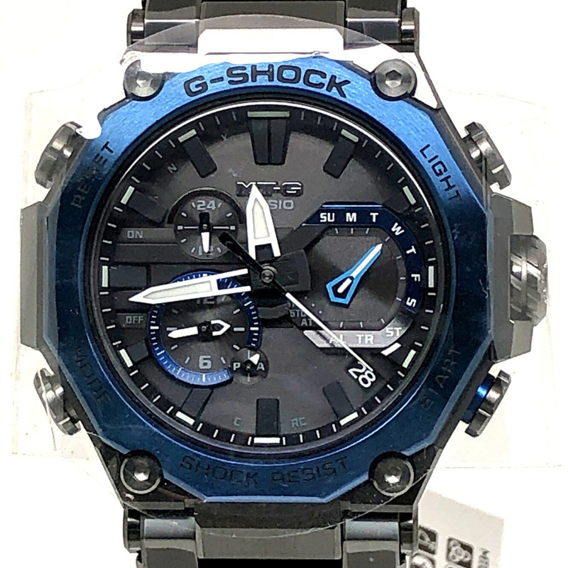 卡西歐 G-SHOCK MTG-B2000B-1A2 MT-G 手錶,電波太陽能,藍牙,Mobile Link,三重防震,雙核防護結構,柔軟聚氨酯錶帶,指針式,黑色 x 藍色金屬色,2020 年 11 月發售,Mikunigaoka 商店-0