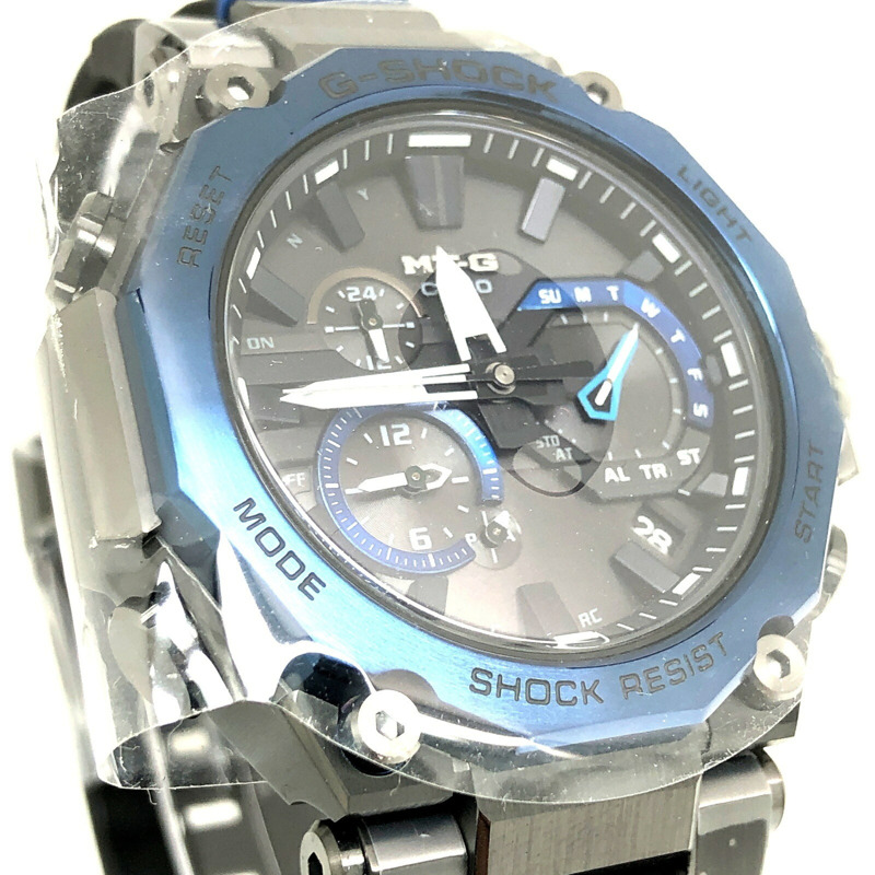 卡西歐 G-SHOCK MTG-B2000B-1A2 MT-G 手錶,電波太陽能,藍牙,Mobile Link,三重防震,雙核防護結構,柔軟聚氨酯錶帶,指針式,黑色 x 藍色金屬色,2020 年 11 月發售,Mikunigaoka 商店-3