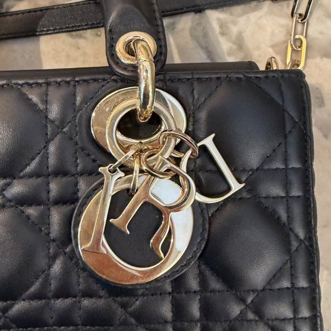 DIOR黑羊皮金釦D-JOY黛妃包-8