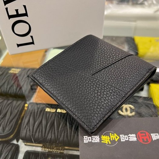 東區正精品㊣LOEWE PUZZLE C510302X20 全新黑色牛皮荔枝紋拼接8卡短夾 RZ6254-6